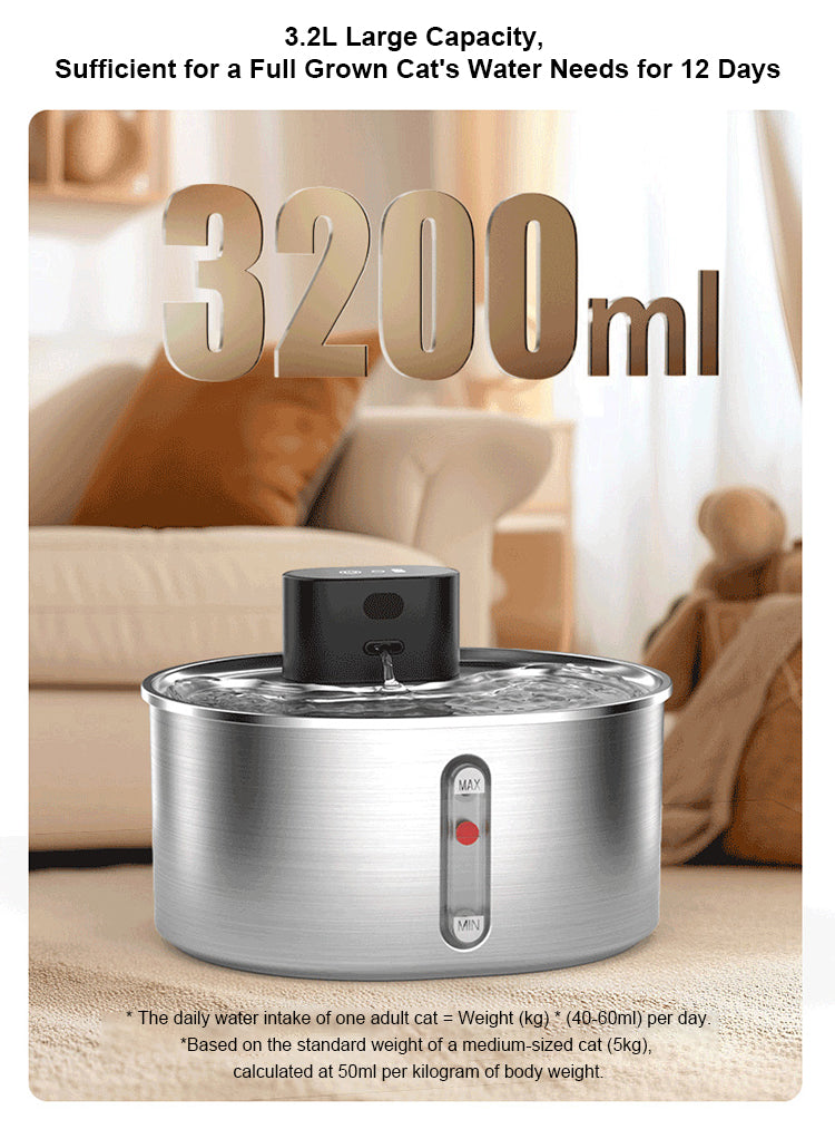 Furrsa Wireless Pet Water Fountain 3.2L