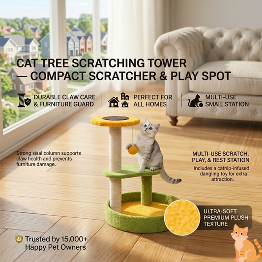 Cat Tree Scratching Tower – Compact Scratcher & Play Spot