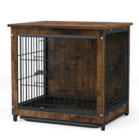 Small Wooden Dog Crate Furniture – Indoor Kennel End Table & Nightstand