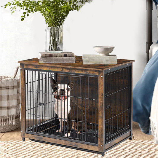 Small Wooden Dog Crate Furniture – Indoor Kennel End Table & Nightstand