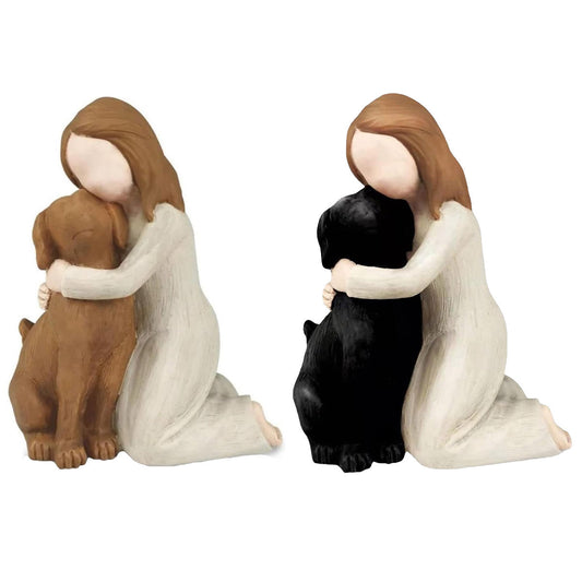 Girl Hugging Dog Ornament