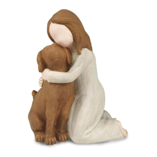 Girl Hugging Dog Ornament